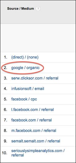 Google Analytics - google.organic