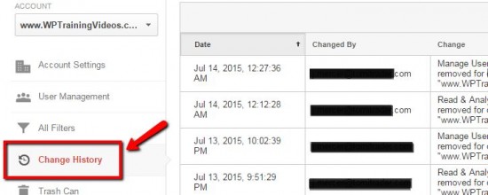 All About Accounts in Google Analytics - 11.Change history